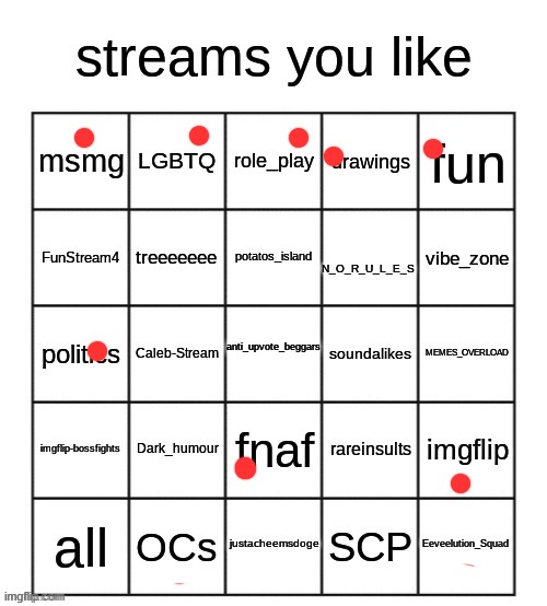streams you like bingo | image tagged in streams you like bingo | made w/ Imgflip meme maker