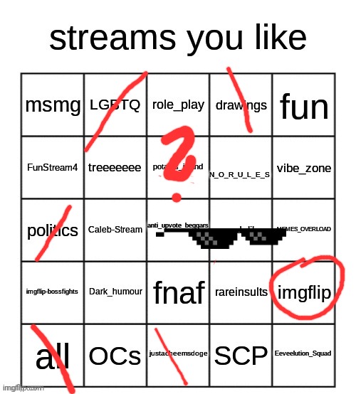 streams you like bingo | image tagged in streams you like bingo | made w/ Imgflip meme maker