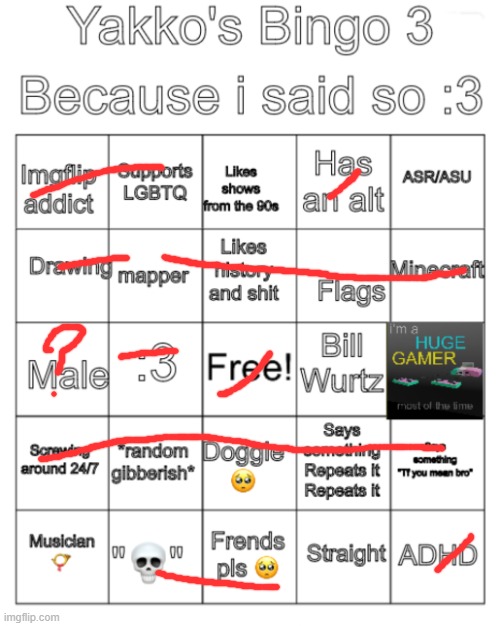 idk what I am atp | image tagged in yakko's bingo the third | made w/ Imgflip meme maker