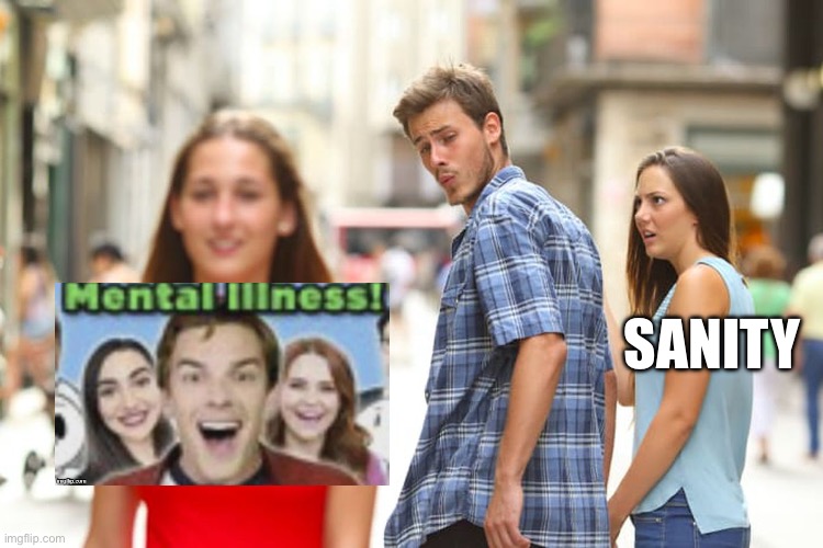 Distracted Boyfriend | SANITY | image tagged in memes,distracted boyfriend | made w/ Imgflip meme maker