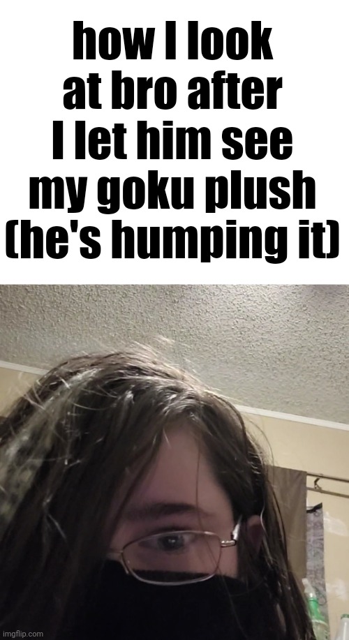 how I look at bro after I let him see my goku plush (he's humping it) | made w/ Imgflip meme maker