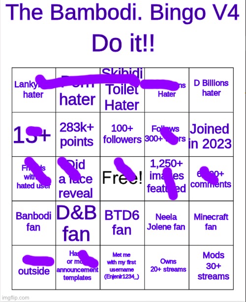 image tagged in banbodi bingo v4 | made w/ Imgflip meme maker