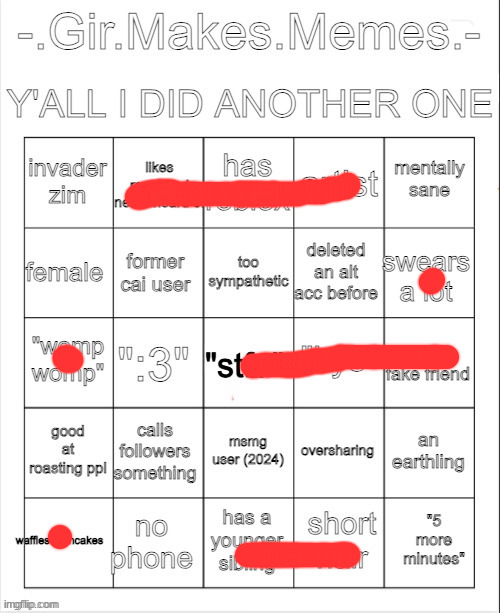 Girs bingo | image tagged in girs bingo | made w/ Imgflip meme maker