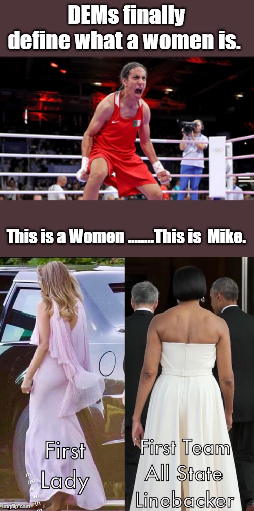 Women are now snarling Roid beasts | DEMs finally define what a women is. This is a Women ........This is  Mike. | made w/ Imgflip meme maker