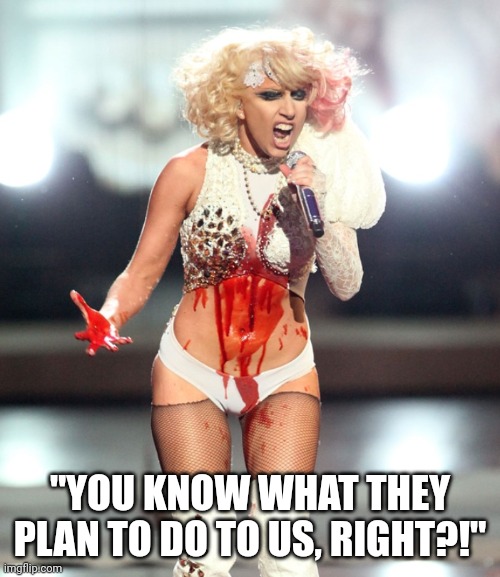 "YOU KNOW WHAT THEY PLAN TO DO TO US, RIGHT?!" | image tagged in lady gaga,abortion,womens rights,lgbtq,politically incorrect,angery | made w/ Imgflip meme maker