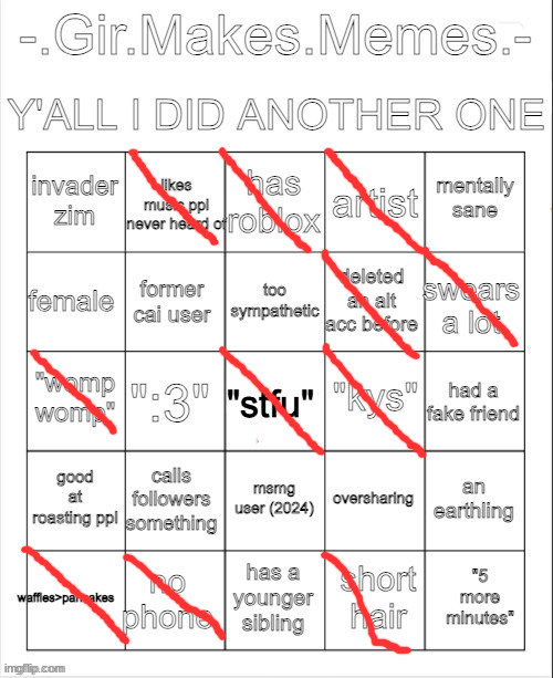 Girs bingo | image tagged in girs bingo | made w/ Imgflip meme maker