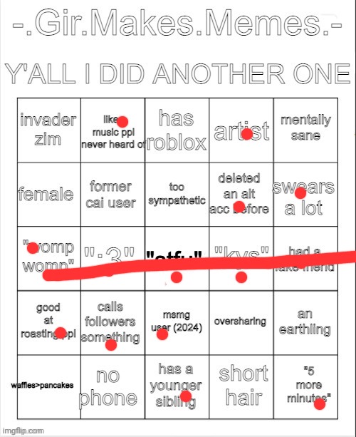 Girs bingo | image tagged in girs bingo | made w/ Imgflip meme maker