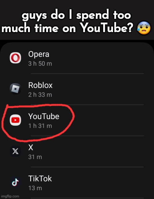 guys do I spend too much time on YouTube? 😰 | made w/ Imgflip meme maker