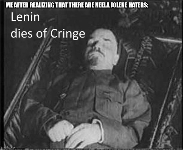 Lenin dies of CRINGE | ME AFTER REALIZING THAT THERE ARE NEELA JOLENE HATERS: | image tagged in lenin dies of cringe | made w/ Imgflip meme maker