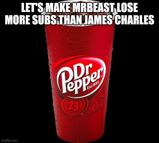 Dr. Pepper | LET'S MAKE MRBEAST LOSE MORE SUBS THAN JAMES CHARLES | image tagged in dr pepper | made w/ Imgflip meme maker