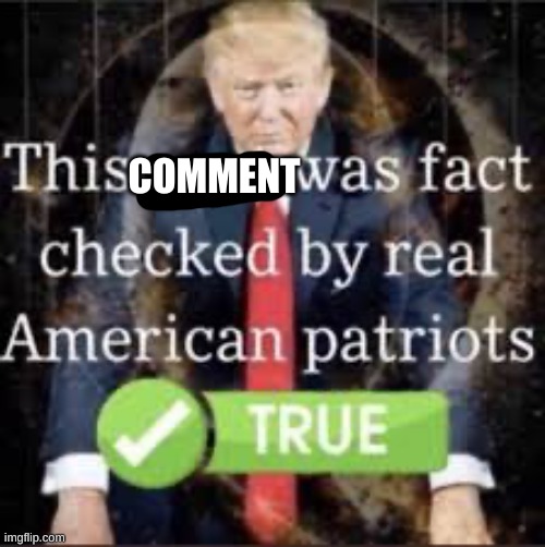 This post was fact-checked by real American patriots. | COMMENT | image tagged in this post was fact-checked by real american patriots | made w/ Imgflip meme maker