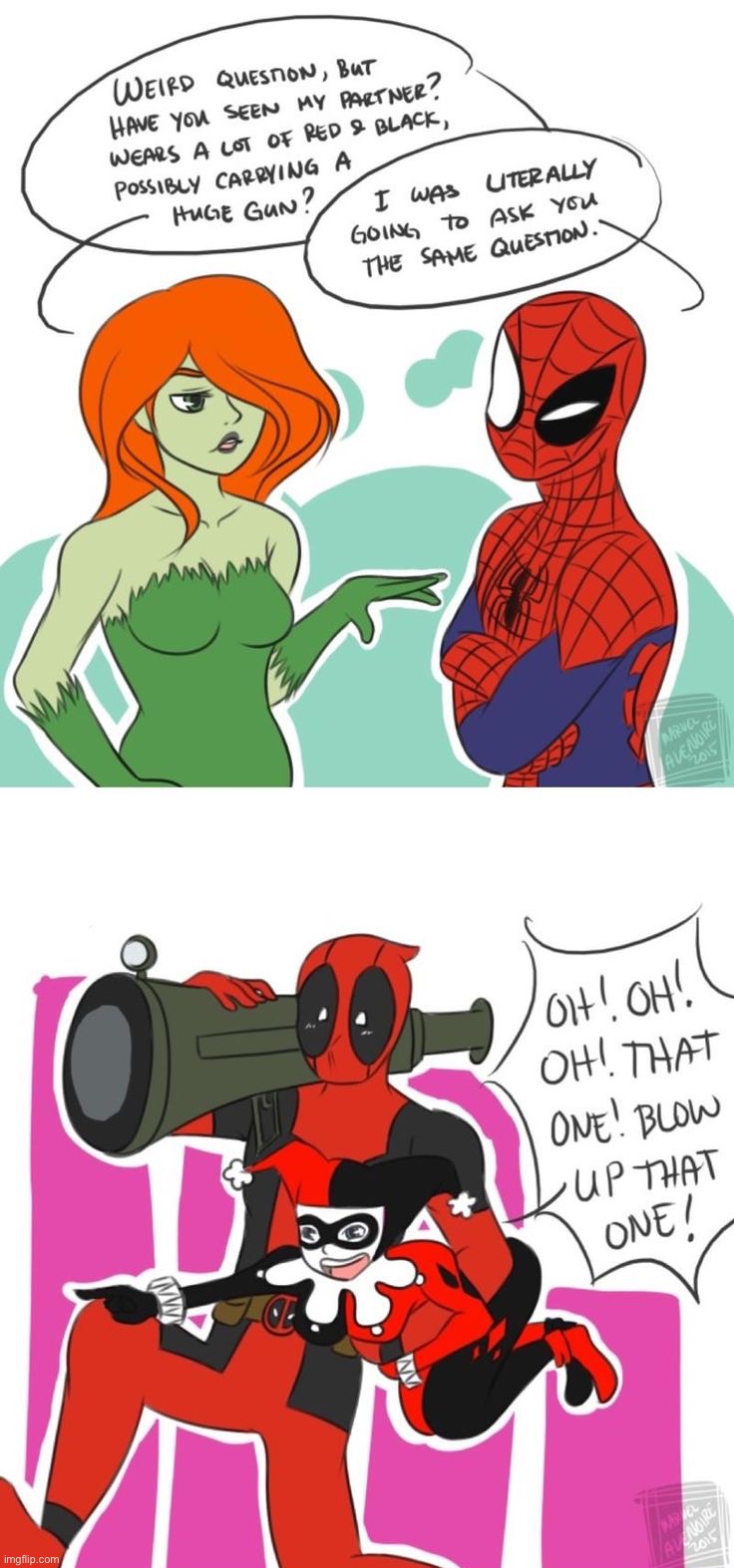 Coincidence? I don’t think so.. | image tagged in deadpool,harley quinn | made w/ Imgflip meme maker