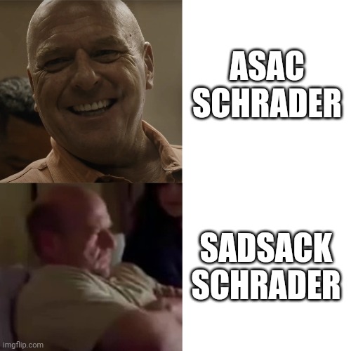 ASAC to Sadsack | ASAC SCHRADER; SADSACK SCHRADER | image tagged in breaking bad,hank | made w/ Imgflip meme maker