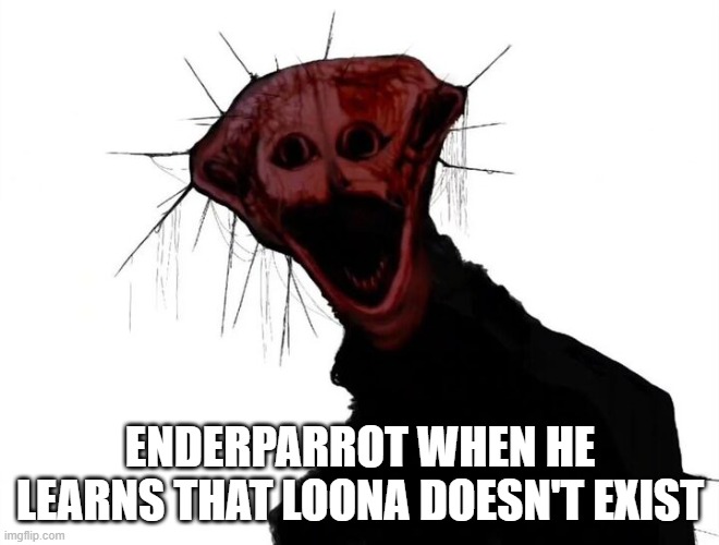 the boiled one | ENDERPARROT WHEN HE LEARNS THAT LOONA DOESN'T EXIST | image tagged in the boiled one | made w/ Imgflip meme maker