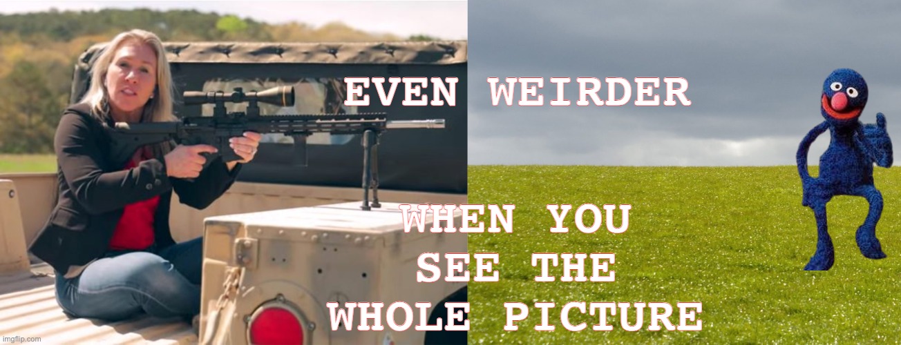 EVEN WEIRDER WHEN YOU SEE THE WHOLE PICTURE | image tagged in q crazy,empty field | made w/ Imgflip meme maker