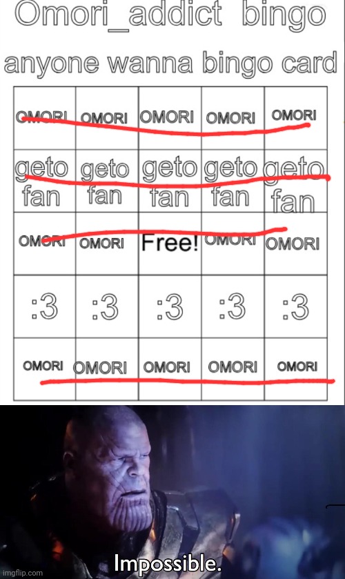 image tagged in libra's misery bingo,thanos impossible | made w/ Imgflip meme maker