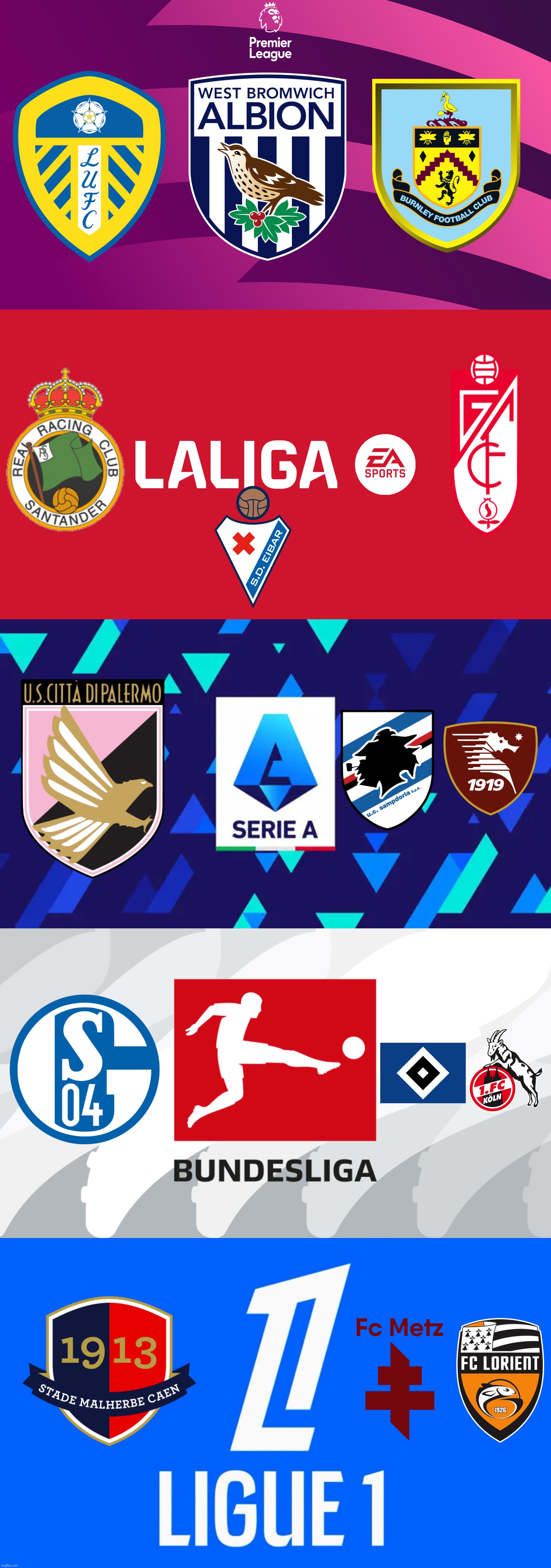 PREDICTION: Europe's Top Second Division promoted clubs to the top flight. | image tagged in championship,la liga 2,bundesliga 2,schalke,hamburg,leeds | made w/ Imgflip meme maker