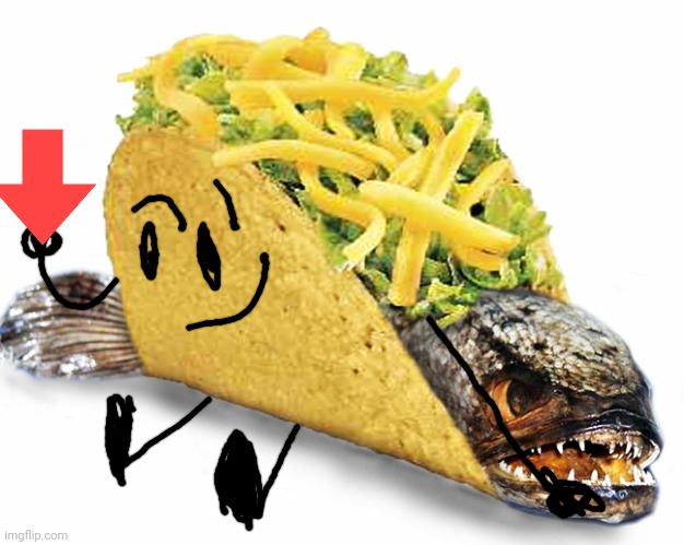 Irl bfb taco holding downvote | image tagged in fish taco | made w/ Imgflip meme maker