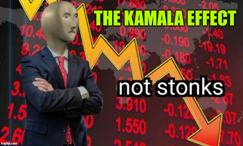 Here comes the recession... | THE KAMALA EFFECT | image tagged in kamala harris,sucks,wallstreet knows | made w/ Imgflip meme maker