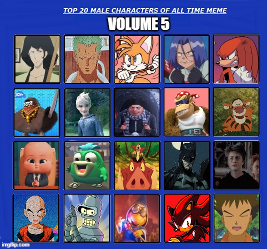 20 male characters volume 5 Blank Meme Template