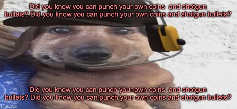 chucklenuts | Did you know you can punch your own coins  and shotgun bullets? Did you know you can punch your own coins and shotgun bullets? Did you know you can punch your own coins  and shotgun bullets? Did you know you can punch your own coins and shotgun bullets? | image tagged in chucklenuts | made w/ Imgflip meme maker