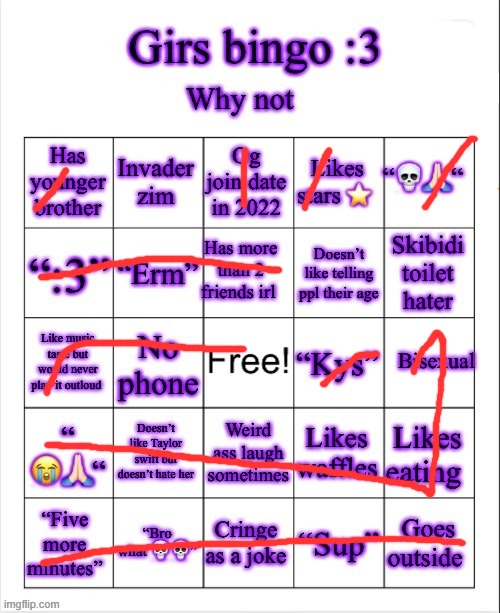 Girs dumb bingo | image tagged in girs dumb bingo | made w/ Imgflip meme maker