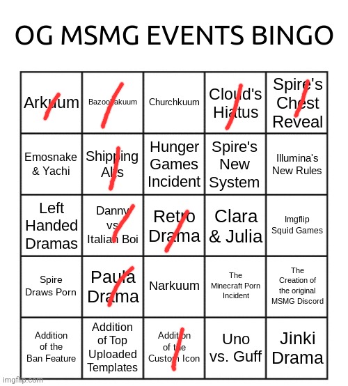 this is all i can remember | image tagged in og msmg events bingo | made w/ Imgflip meme maker