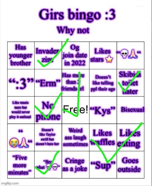 Girs dumb bingo | image tagged in girs dumb bingo | made w/ Imgflip meme maker