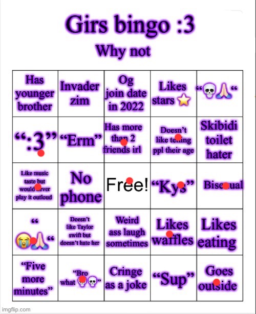 . | image tagged in girs dumb bingo | made w/ Imgflip meme maker