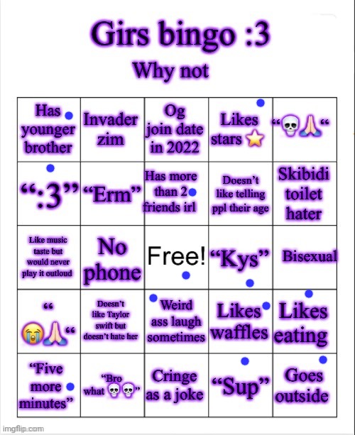 S.T.A.R. SOCIETY REFRENCE?!?!?! | image tagged in girs dumb bingo | made w/ Imgflip meme maker