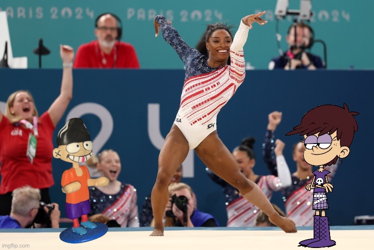 Luna and Edd Congratulate Simone Biles | image tagged in the loud house,ed edd n eddy,olympics,nickelodeon,cartoon network,gymnastics | made w/ Imgflip meme maker