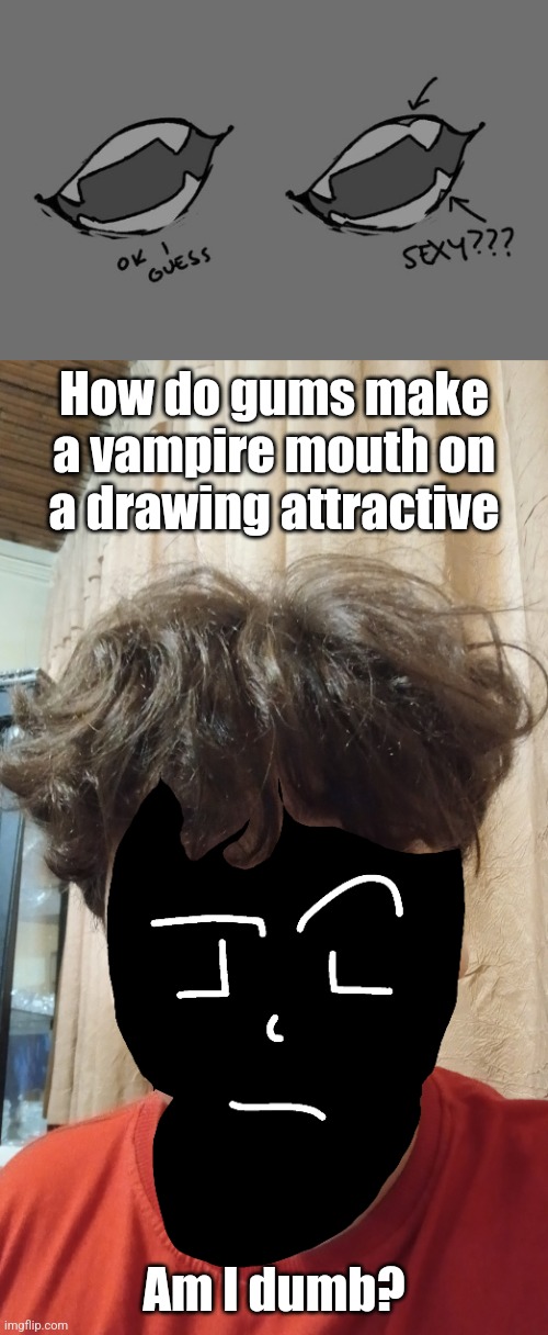 How do gums make a vampire mouth on a drawing attractive; Am I dumb? | made w/ Imgflip meme maker