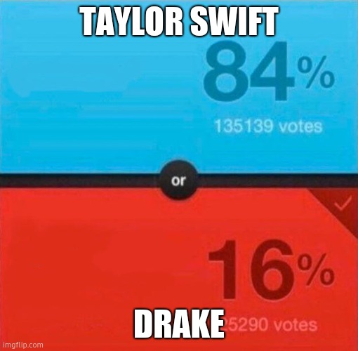 Would you rather | TAYLOR SWIFT; DRAKE | image tagged in would you rather | made w/ Imgflip meme maker