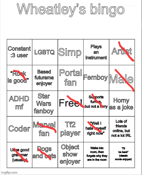 Yuh | image tagged in wheatleys bingo | made w/ Imgflip meme maker