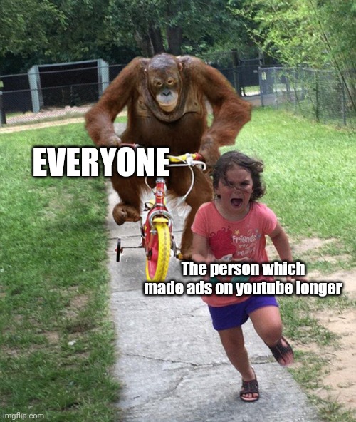 :D | EVERYONE; The person which made ads on youtube longer | image tagged in fun,youtube | made w/ Imgflip meme maker