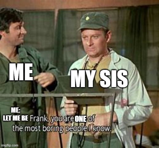 this is so true | ME; MY SIS; ME: LET ME BE; ONE | made w/ Imgflip meme maker