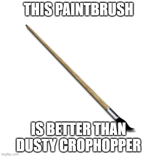 Paintbrush | THIS PAINTBRUSH; IS BETTER THAN DUSTY CROPHOPPER | image tagged in paintbrush | made w/ Imgflip meme maker