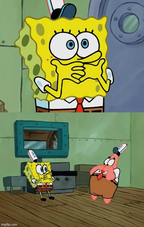 Patrick copying SpongeBob Blank Meme Template