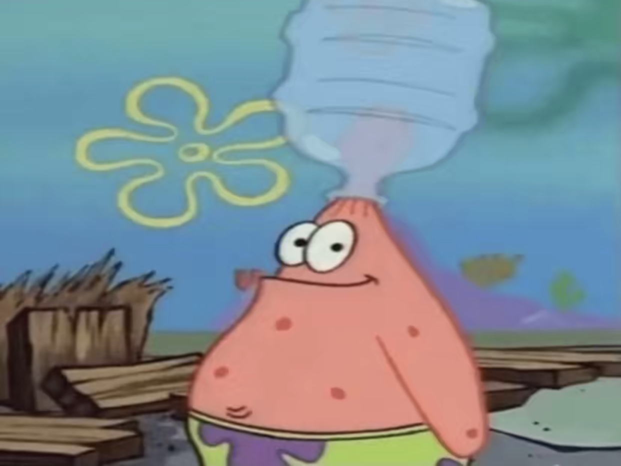 patrick water jug in head Blank Meme Template