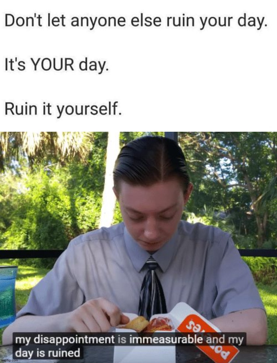 I can ruin anything | image tagged in my disappointment is immeasurable and my day is ruined | made w/ Imgflip meme maker