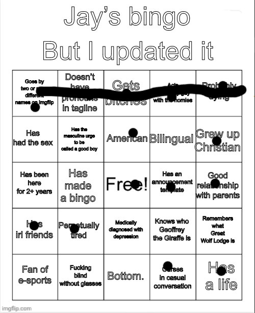 kak | image tagged in jay s bingo | made w/ Imgflip meme maker