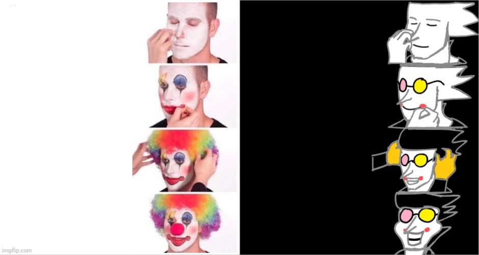 Template requested by @greznyy . anyone else got ideas? | image tagged in memes,clown applying makeup,spamton applying spamton | made w/ Imgflip meme maker