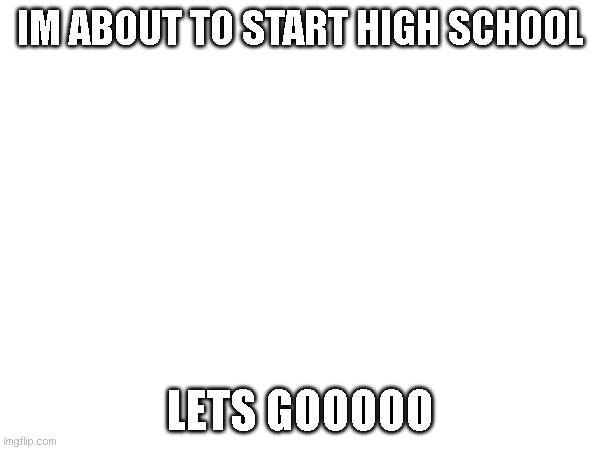 finally bro | IM ABOUT TO START HIGH SCHOOL; LETS GOOOOO | made w/ Imgflip meme maker