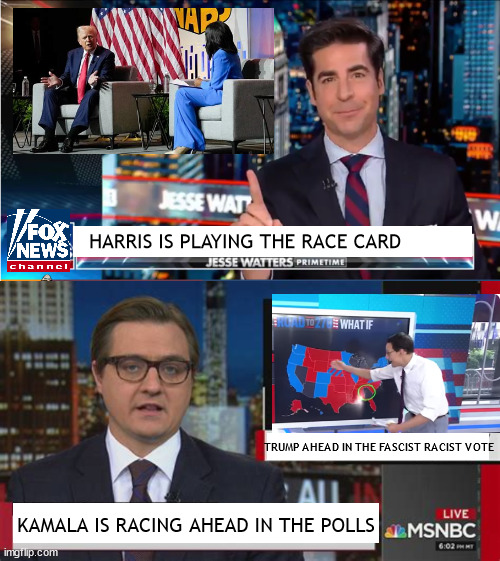 When losing the race pull a racist stunt | HARRIS IS PLAYING THE RACE CARD; TRUMP AHEAD IN THE FASCIST RACIST VOTE; KAMALA IS RACING AHEAD IN THE POLLS | image tagged in race card,dei,dei dumb enough idoits,trump is playing the orange card not a racist white,fox vs msnbc,kornaki | made w/ Imgflip meme maker