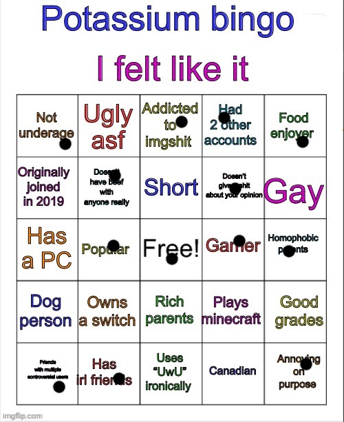 lal | image tagged in potassium bingo v3 | made w/ Imgflip meme maker