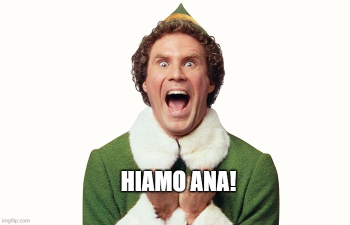 Buddy the elf excited | HIAMO ANA! | image tagged in buddy the elf excited | made w/ Imgflip meme maker