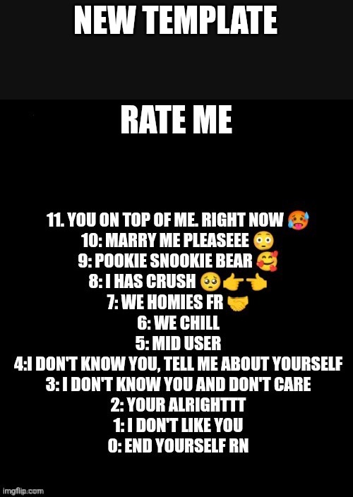 Rate me | NEW TEMPLATE | image tagged in rate me | made w/ Imgflip meme maker