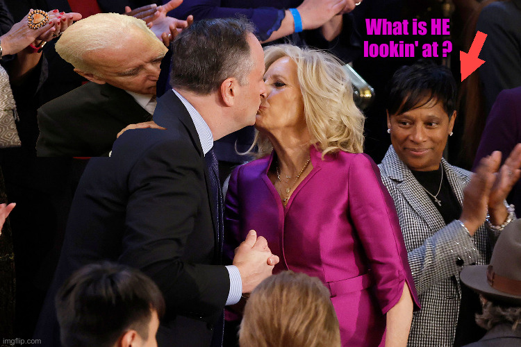 You Know Joe Wants In There ! | What is HE lookin' at ? | image tagged in jill biden kiss,political meme,politics,funny memes,funny | made w/ Imgflip meme maker