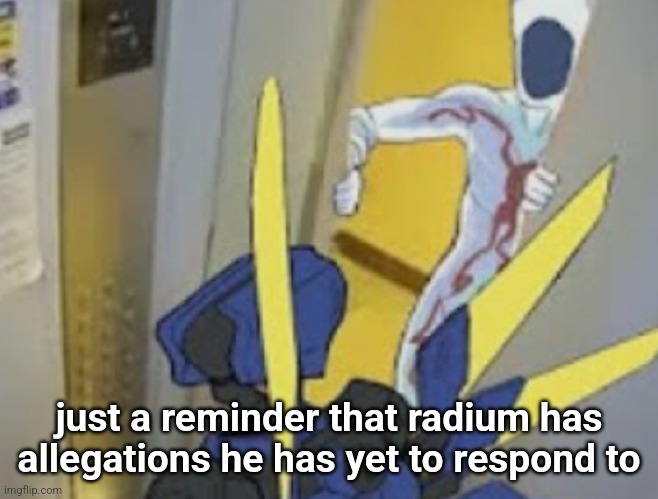 V1 vs Minos Prime | just a reminder that radium has allegations he has yet to respond to | image tagged in v1 vs minos prime | made w/ Imgflip meme maker