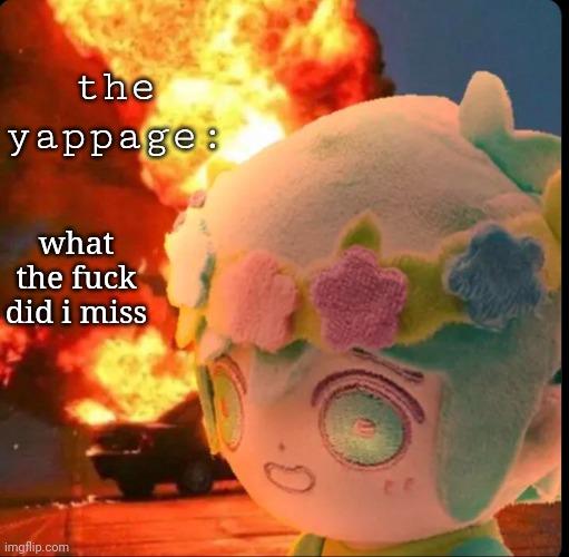 disaster basil | the yappage:; what the fuck did i miss | image tagged in disaster basil | made w/ Imgflip meme maker